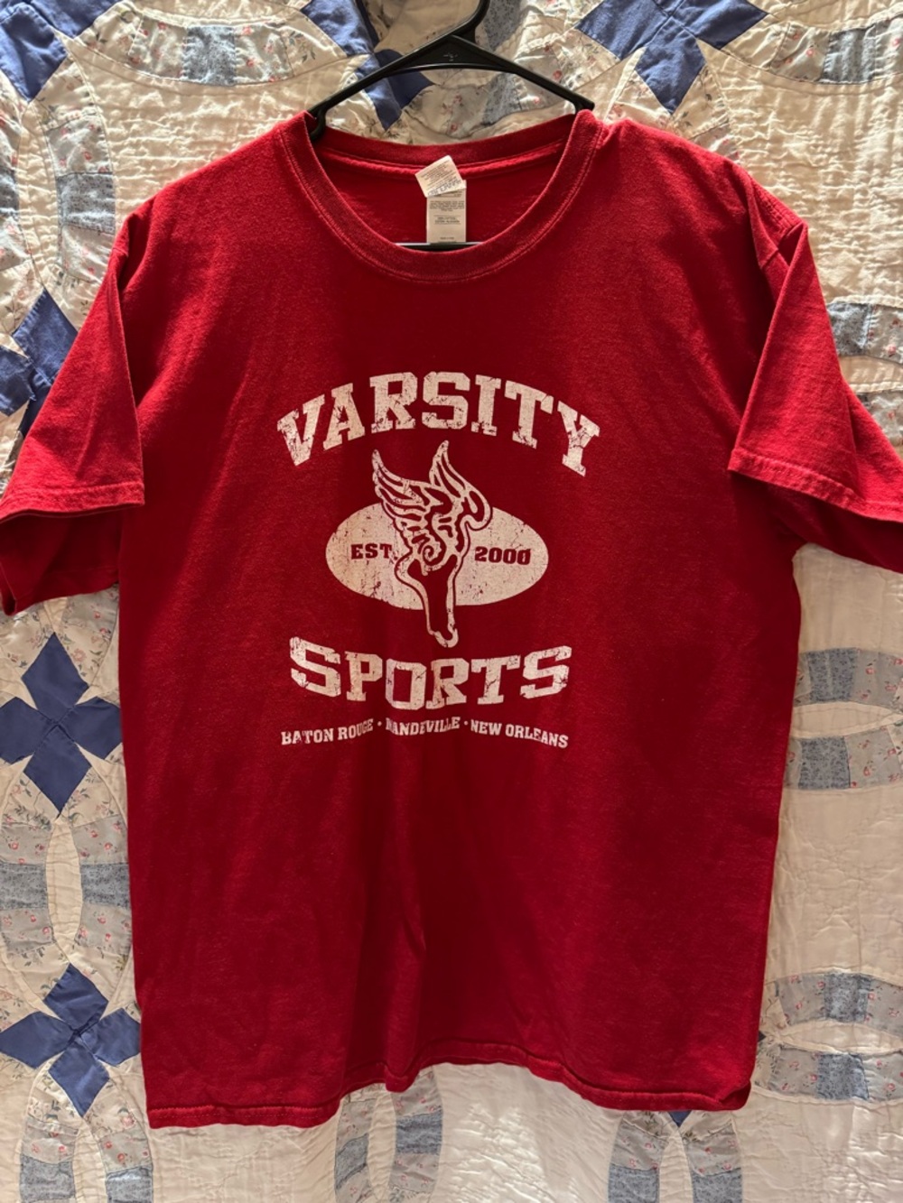 Gildan Red Varsity Sports Graphic Tee
